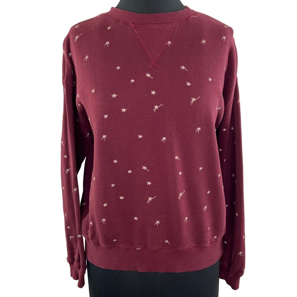 Lou & Grey Burgundy Long Sleeve Crewneck Shooting Star Terry Sweatshirt Size S